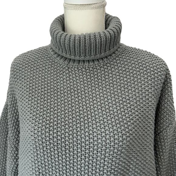 YEXIPO Chunky Turtleneck Gray Sweater Size Medium Relaxed Fit Minimalist Boho - Picture 7 of 10